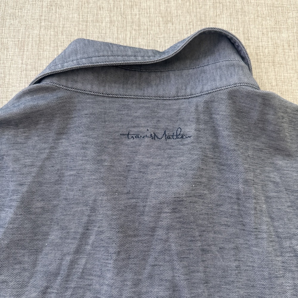 Travis Mathew Polo Shirt Mens Medium Blue Pima Cotton Blend Golf‎ Short Sleeve - Picture 7 of 8